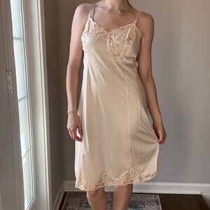 Elegant Cream Lace Slip Dress